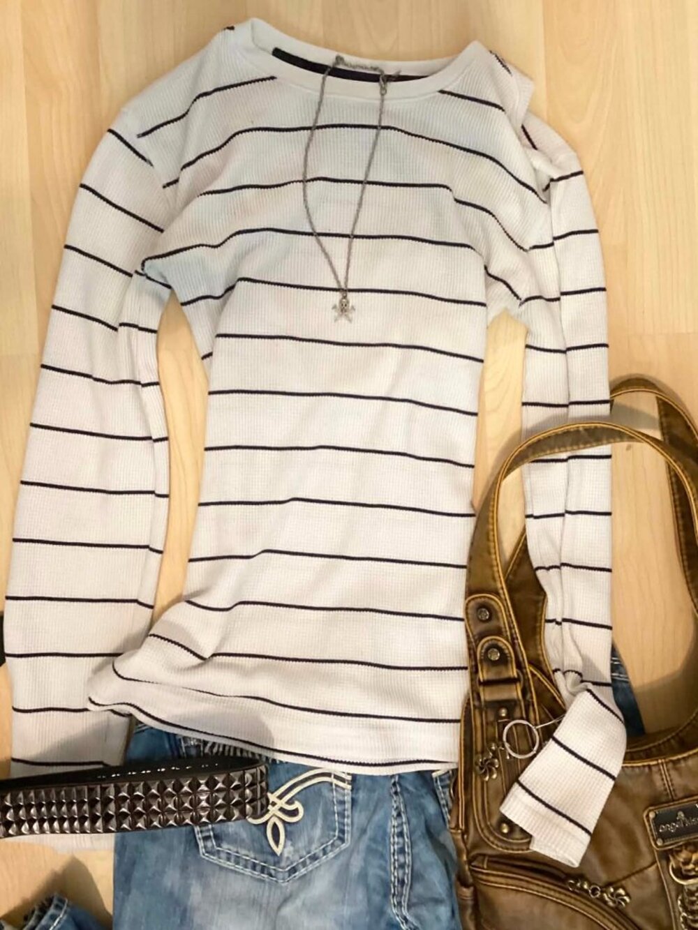 Banana Republic White and Black Striped Top